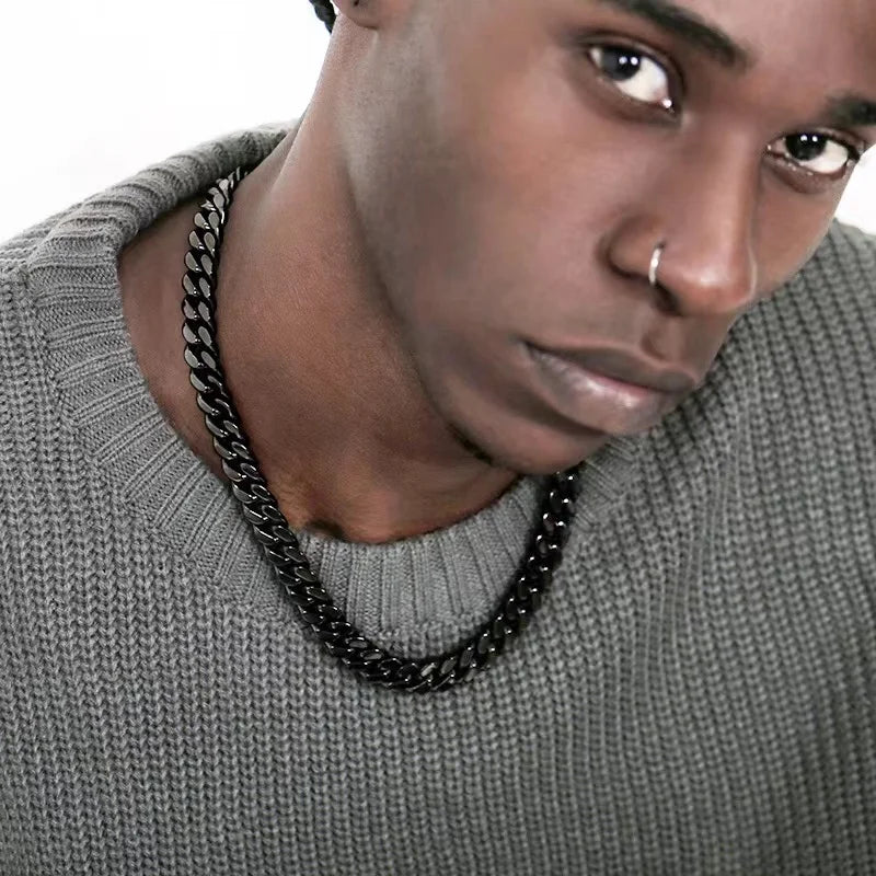 Basic Punk Stainless Steel Cuban Necklaces For Men