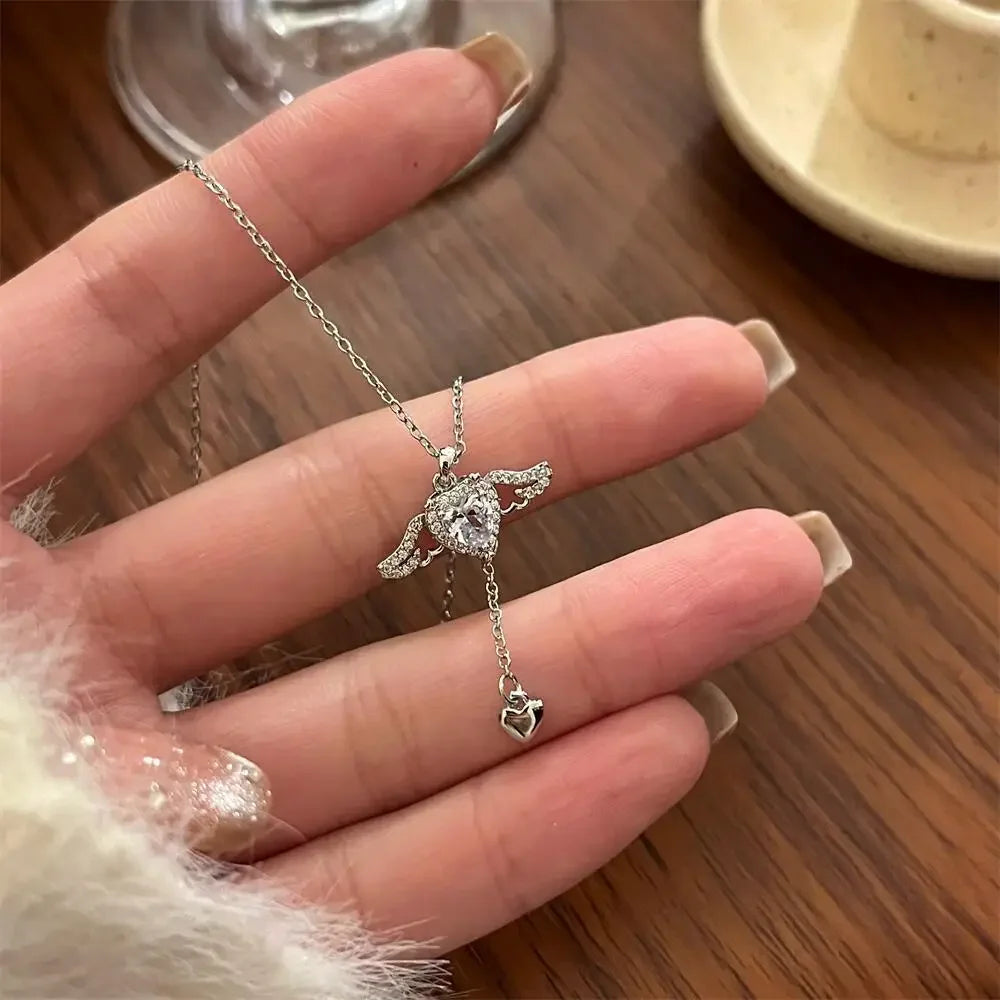 Sterling Silver Round Zircon Necklace Minimalist Style
