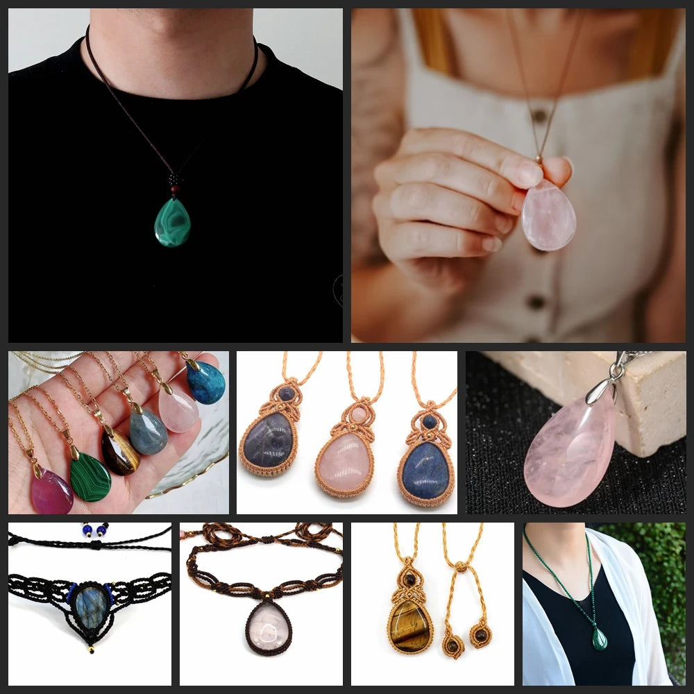 5pcs Water Drop Shape Natural Stone Pendant Accessory