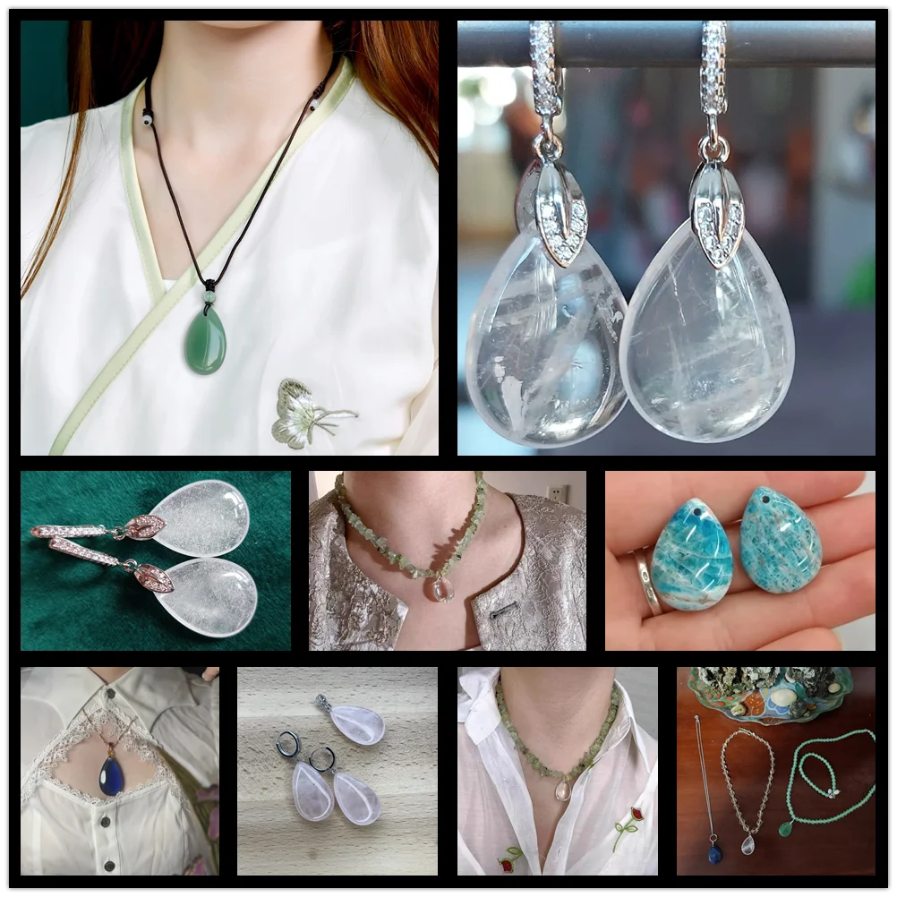5pcs Water Drop Shape Natural Stone Pendant Accessory