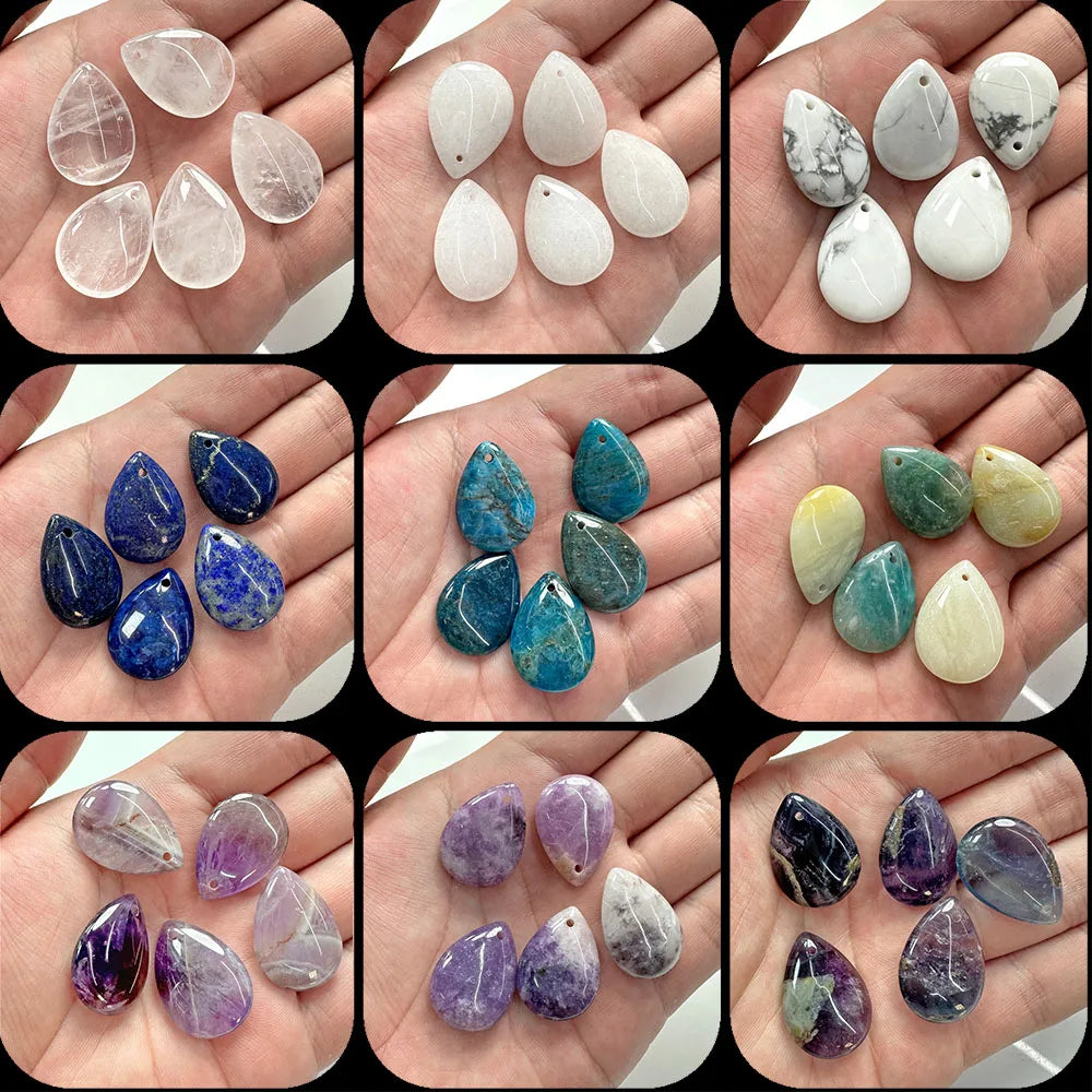5pcs Water Drop Shape Natural Stone Pendant Accessory