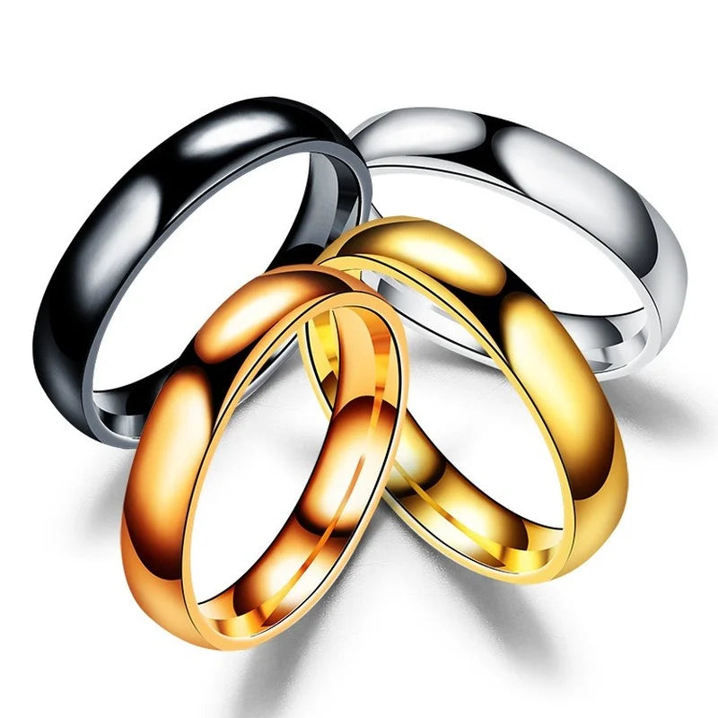 Simple 6mm Titanium Ring Women & Men Prevent Allergy High Polished Wedding Rings