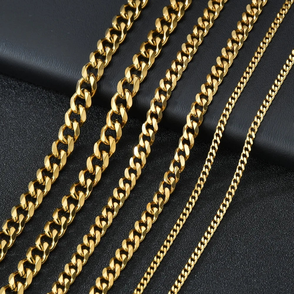 Basic Punk Stainless Steel Cuban Necklaces For Men