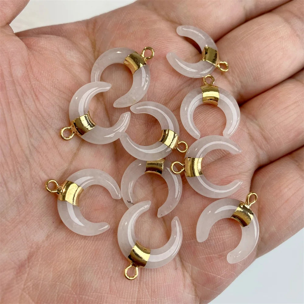 3PCS/lot Natuarl Moon Shape Gems Stone Pendants