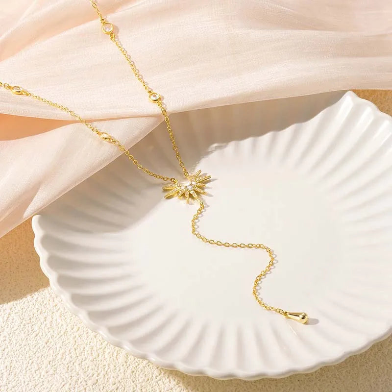 Gold Color Y-Shaped Pendant Necklaces For Women