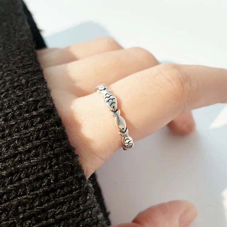 Sterling Silver Fish Ring For Women
