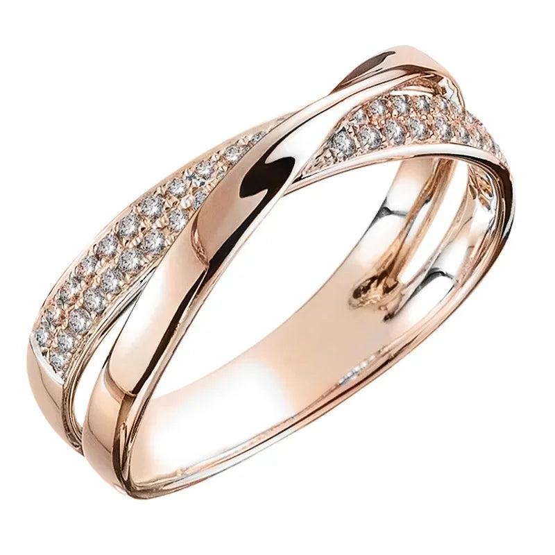 Classic Female Ring Sterling Silver Two Tone X Shape Cross Ring