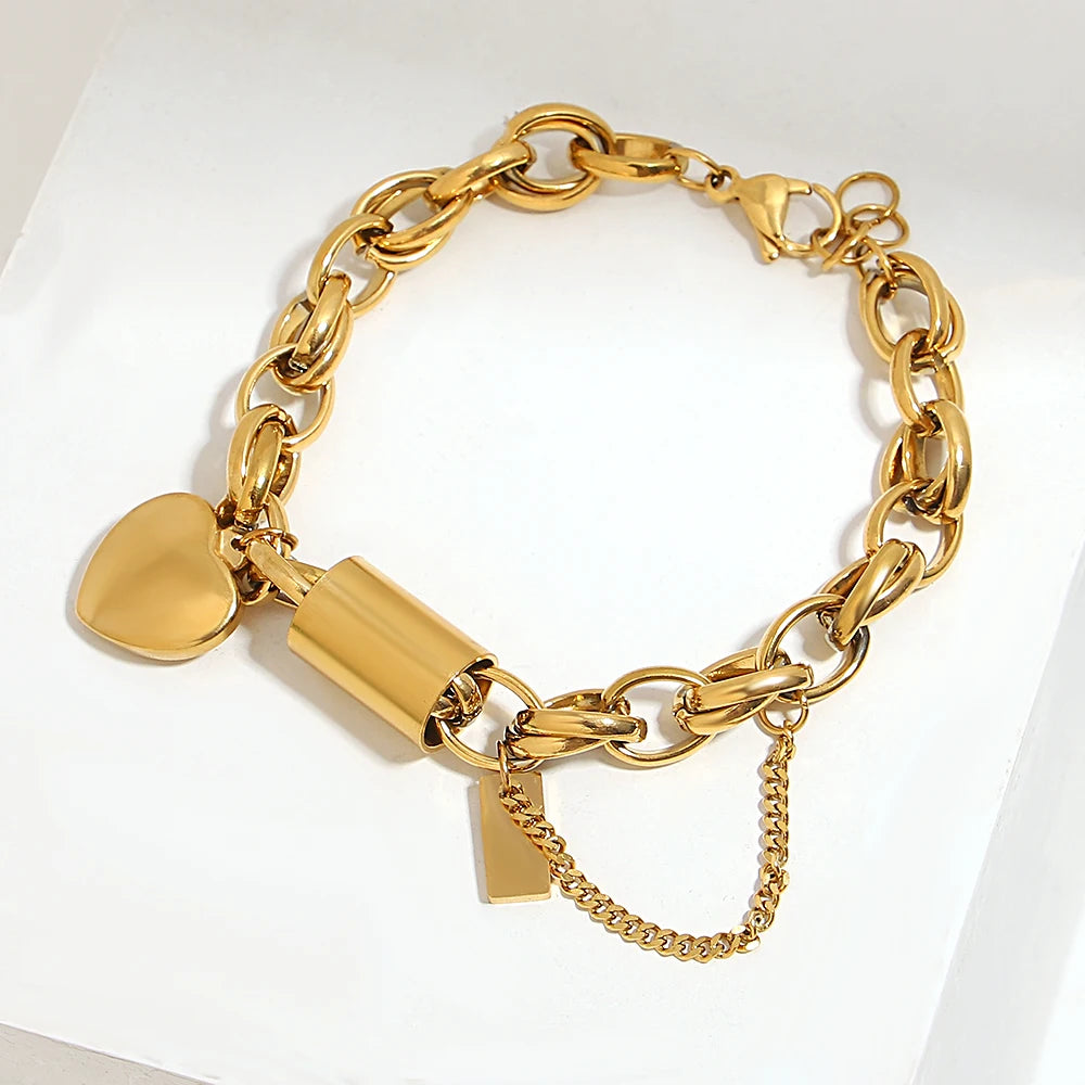DZ Gold Thick Chain Bracelets for Women