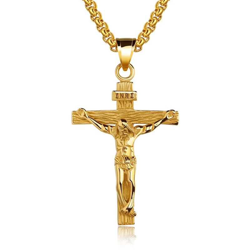 Religious Jesus Cross Stainless Steel Necklace For Men