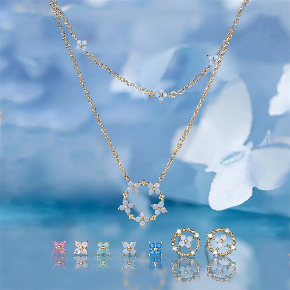 Crystal Clover Choker Necklace For Women/Gold