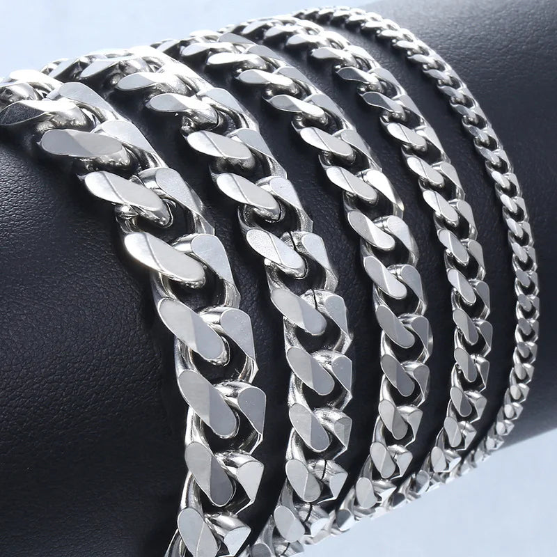 Cuban Chain Men Bracelet Classic Stainless Steel