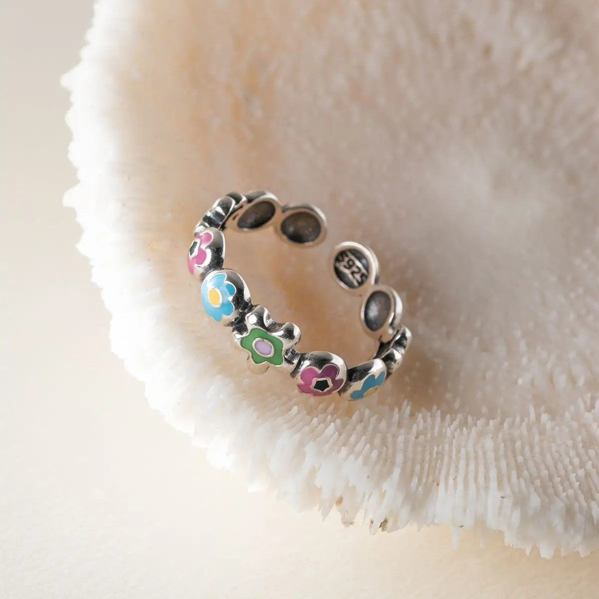 Minimalist 925 Sterling Silver Flower Rings for Women