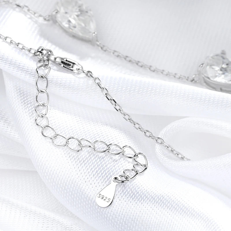 Gradient Moissanite Necklace for Women 3 Gems Pear Cut Certified Luxury Pendant