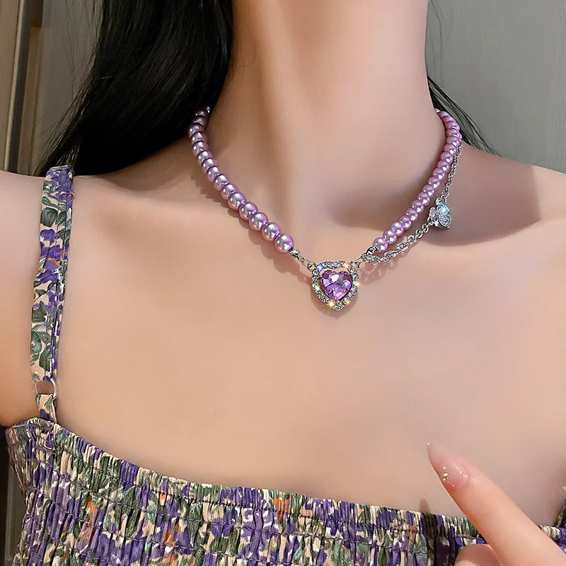 New Beads Women's Neck Chain Kpop Gold Pearl Choker Necklace