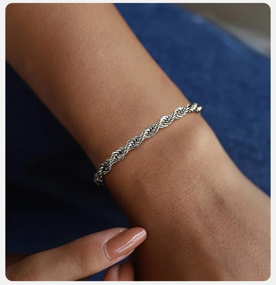 Sterling Silver Unisex 4mm Rope Chain Bracelet