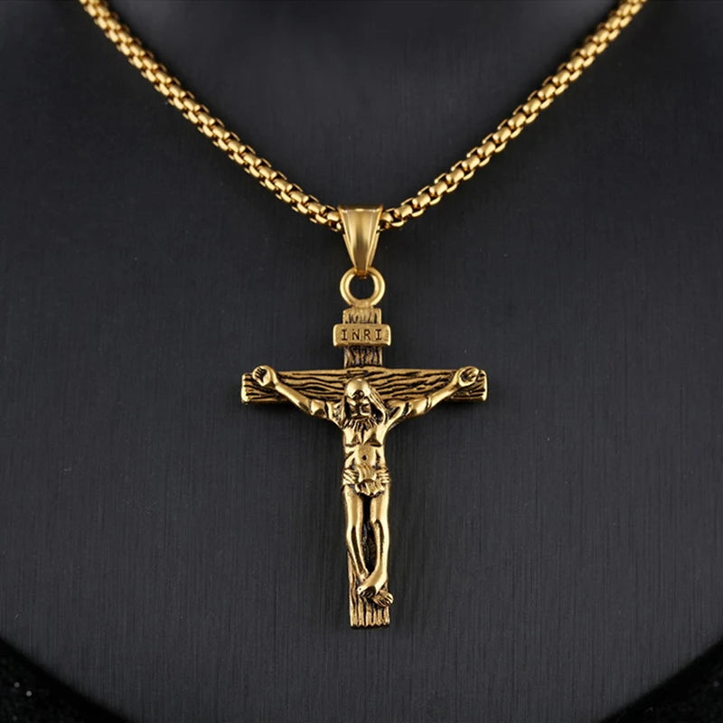 Religious Jesus Cross Stainless Steel Necklace For Men