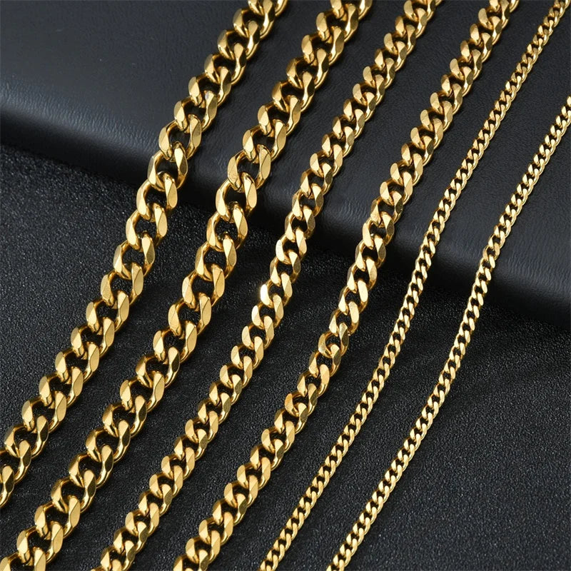 Basic Punk Stainless Steel Cuban Necklaces For Men