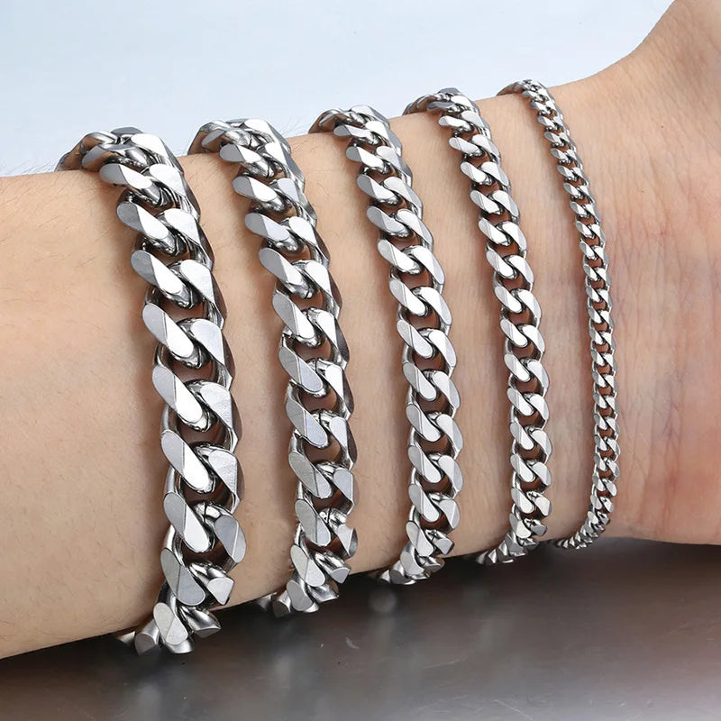 Cuban Chain Men Bracelet Classic Stainless Steel