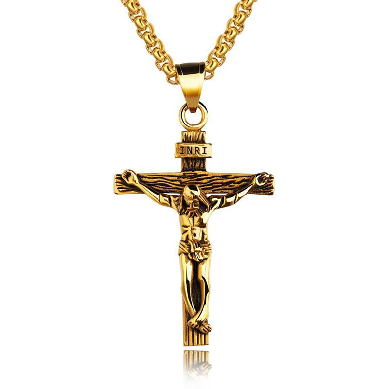 Religious Jesus Cross Stainless Steel Necklace For Men