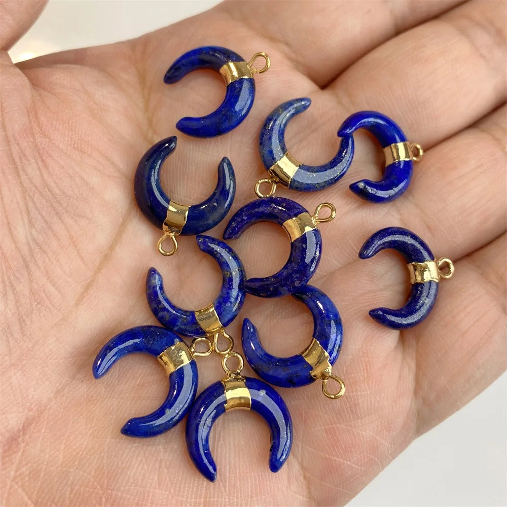 3PCS/lot Natuarl Moon Shape Gems Stone Pendants