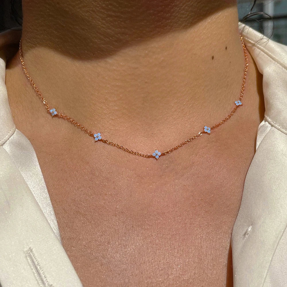 Crystal Clover Choker Necklace For Women/Gold