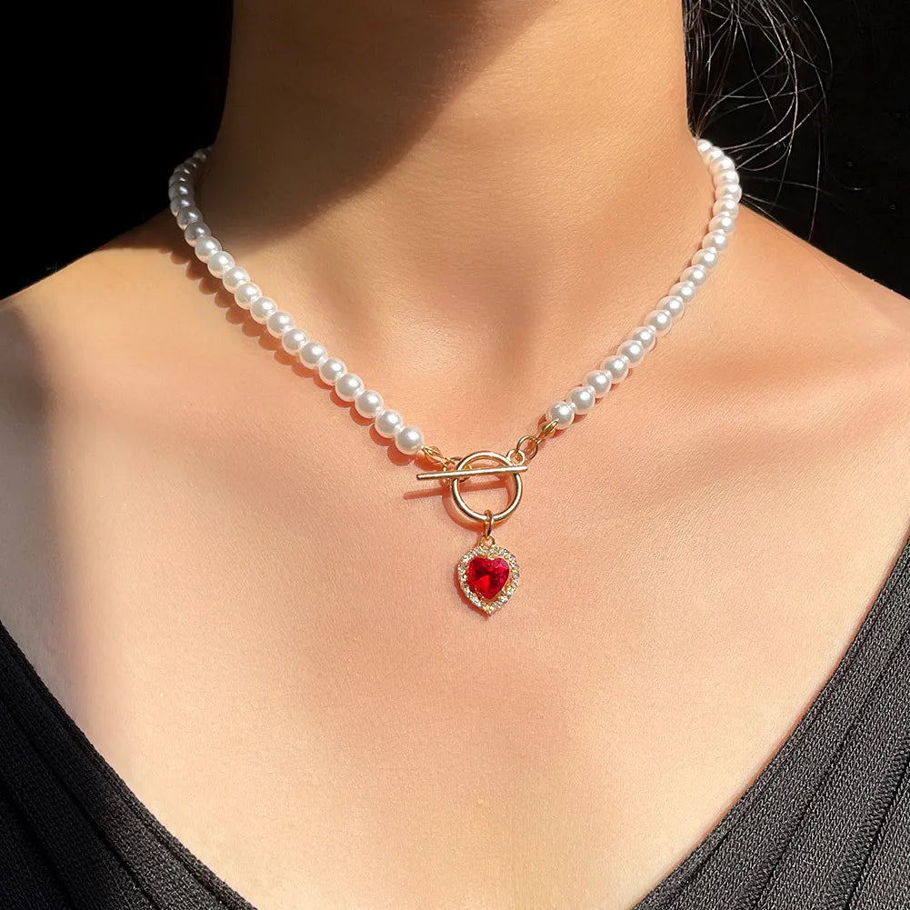 New Beads Women's Neck Chain Kpop Gold Pearl Choker Necklace