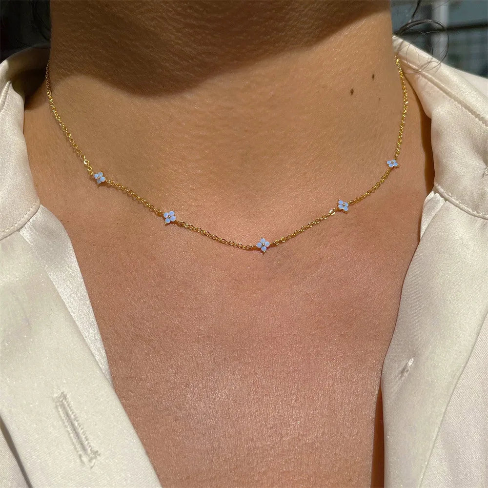 Crystal Clover Choker Necklace For Women/Gold