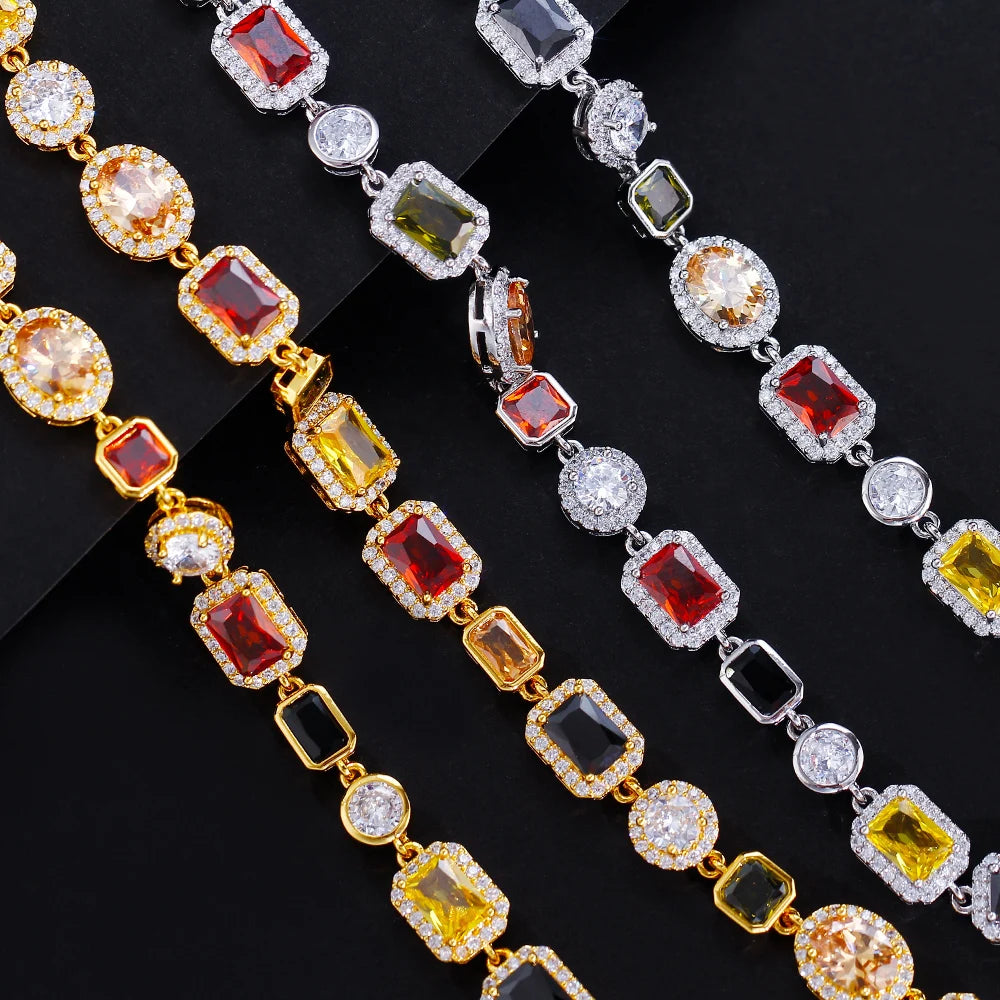 Vibrant Multi Color Cubic Irregular Chain Necklace for Women