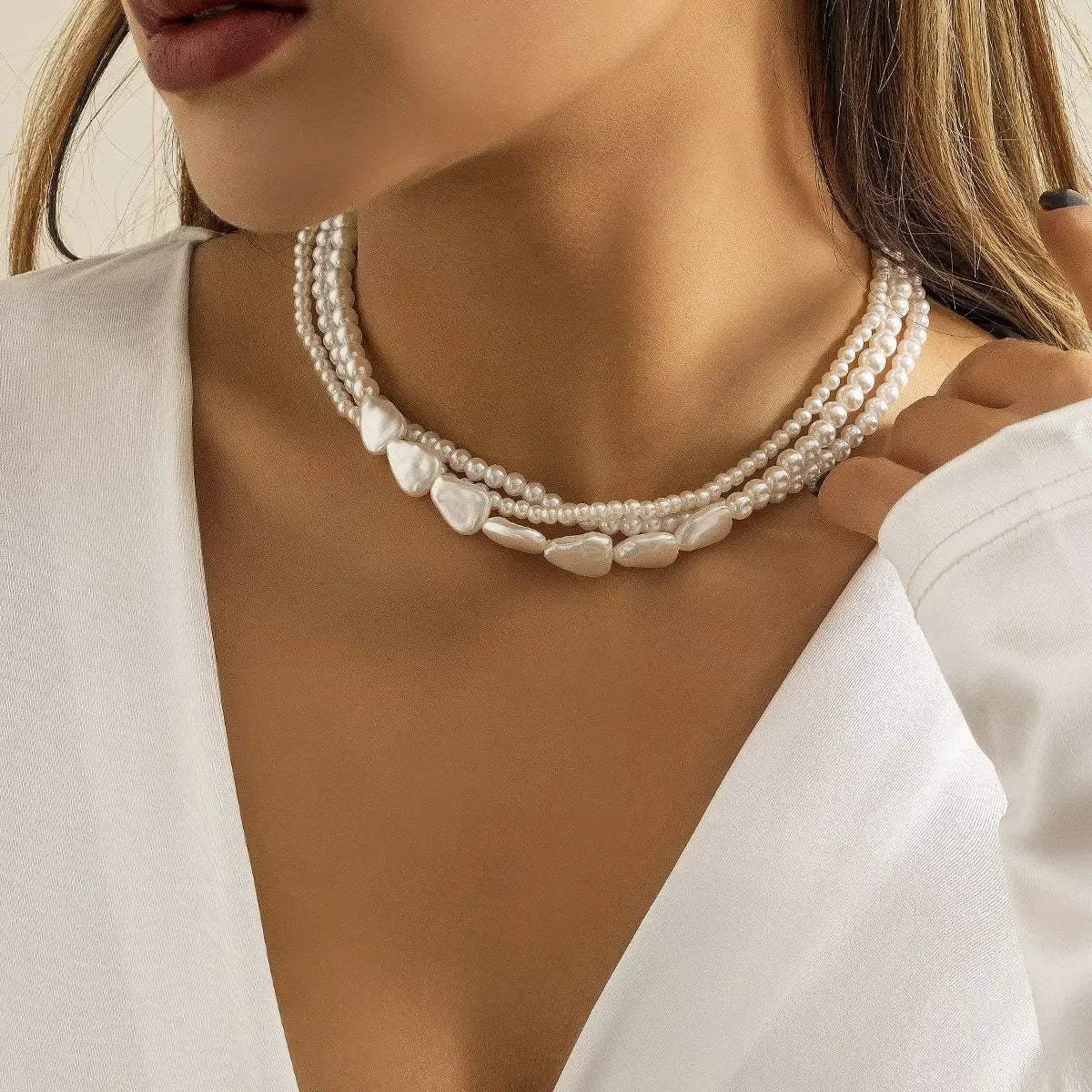 Baroque Pearl Gem Choker Necklaces for Women