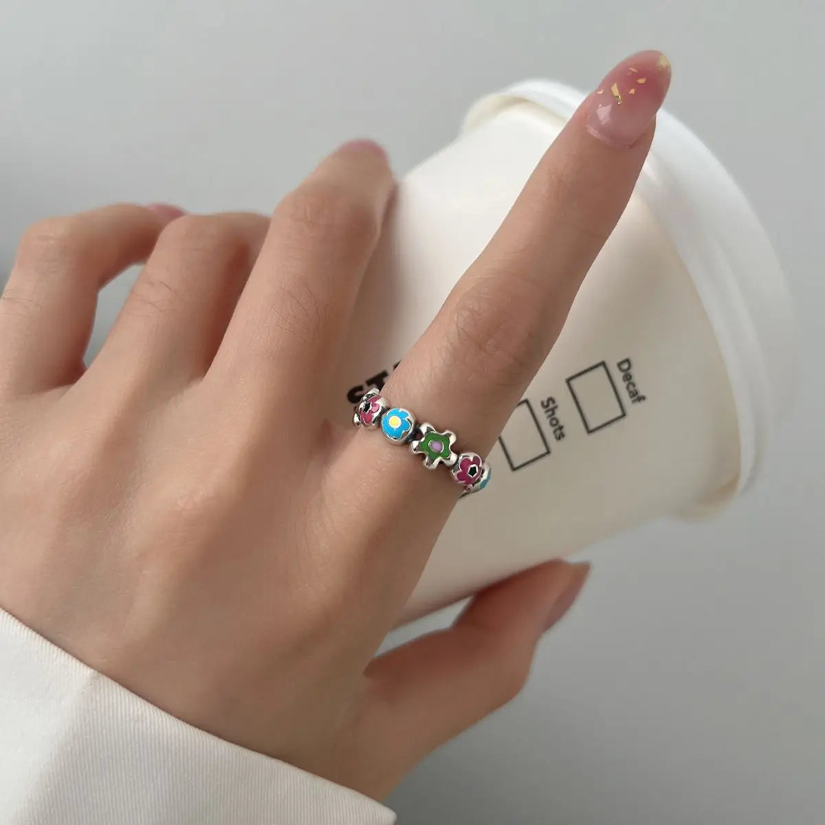Minimalist 925 Sterling Silver Flower Rings for Women