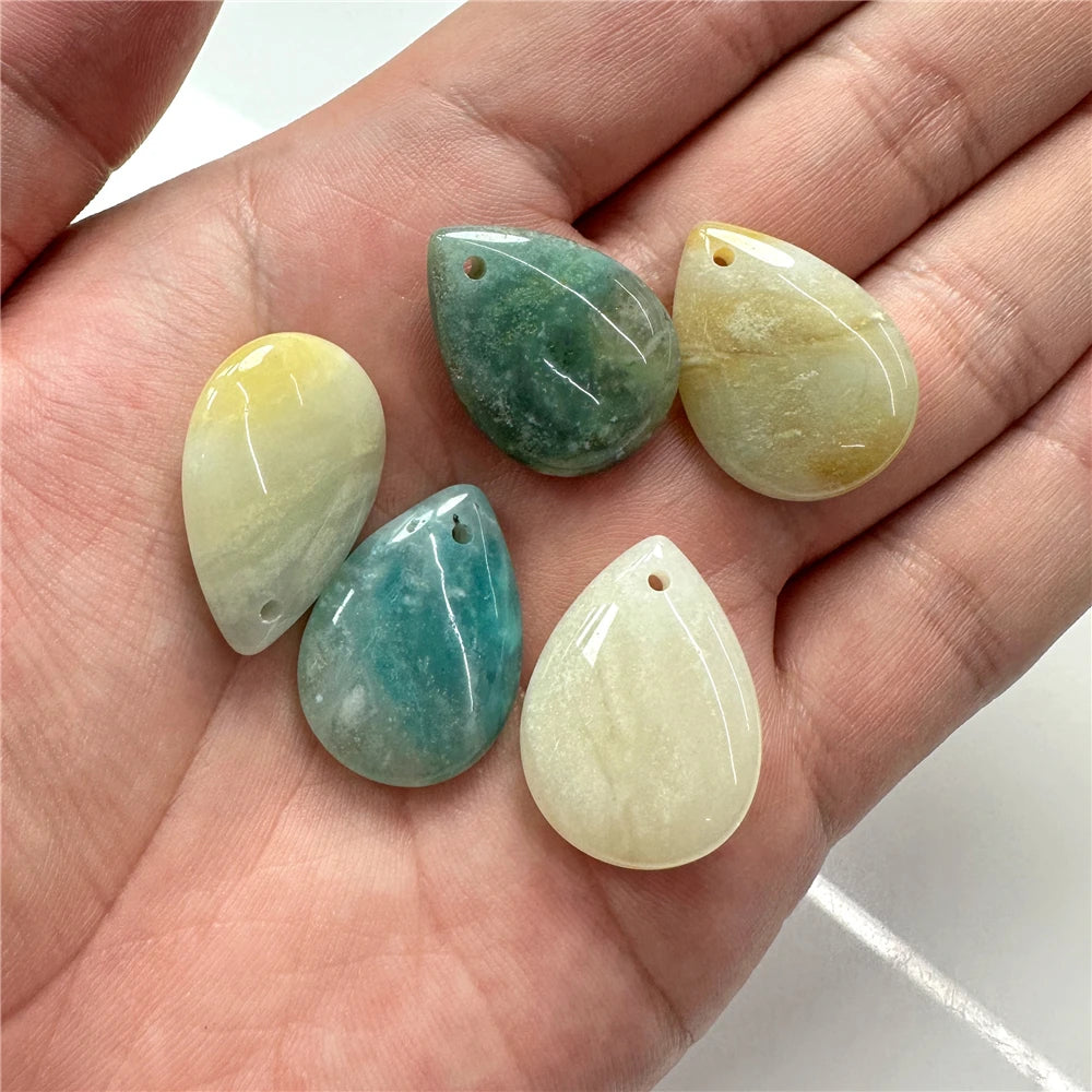 5pcs Water Drop Shape Natural Stone Pendant Accessory