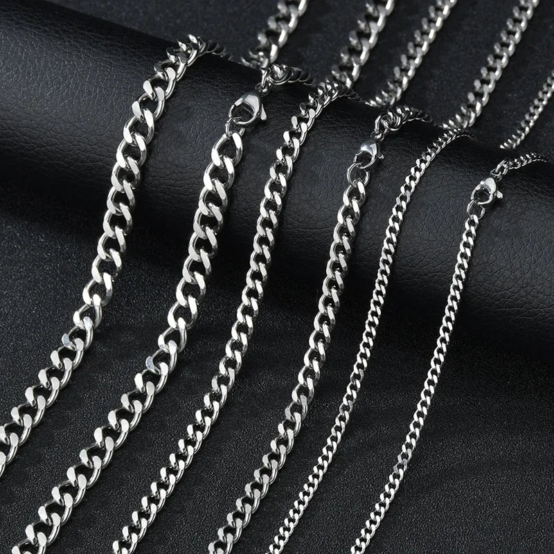 Basic Punk Stainless Steel Cuban Necklaces For Men