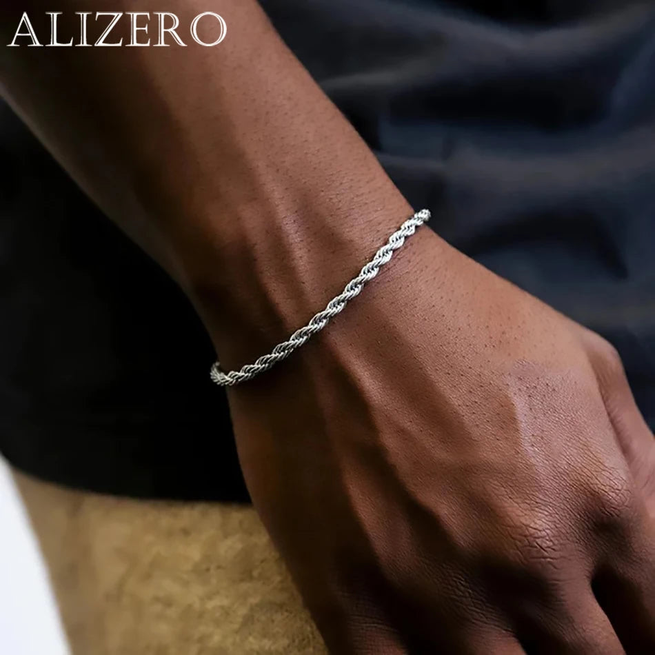 Sterling Silver Unisex 4mm Rope Chain Bracelet