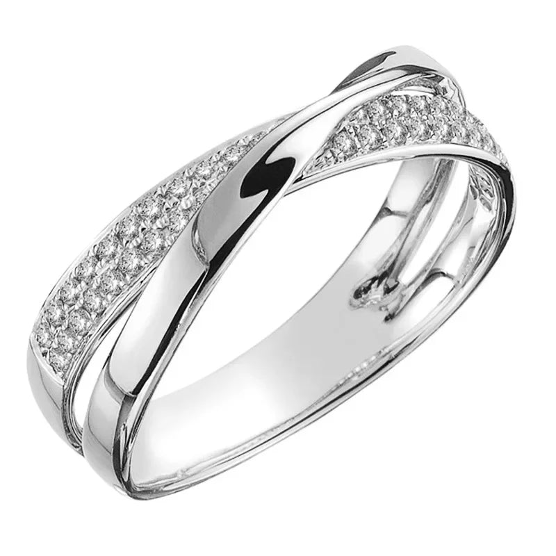 Classic Female Ring Sterling Silver Two Tone X Shape Cross Ring