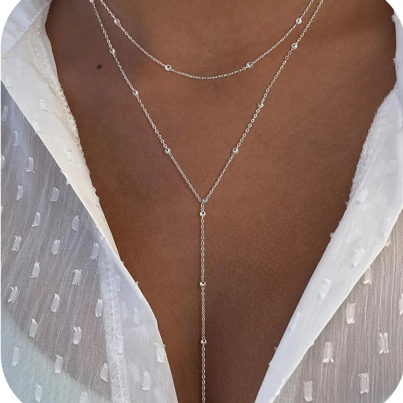 Gold Color Y-Shaped Pendant Necklaces For Women