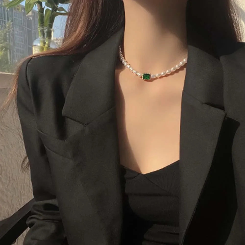 Baroque Pearl Gem Choker Necklaces for Women