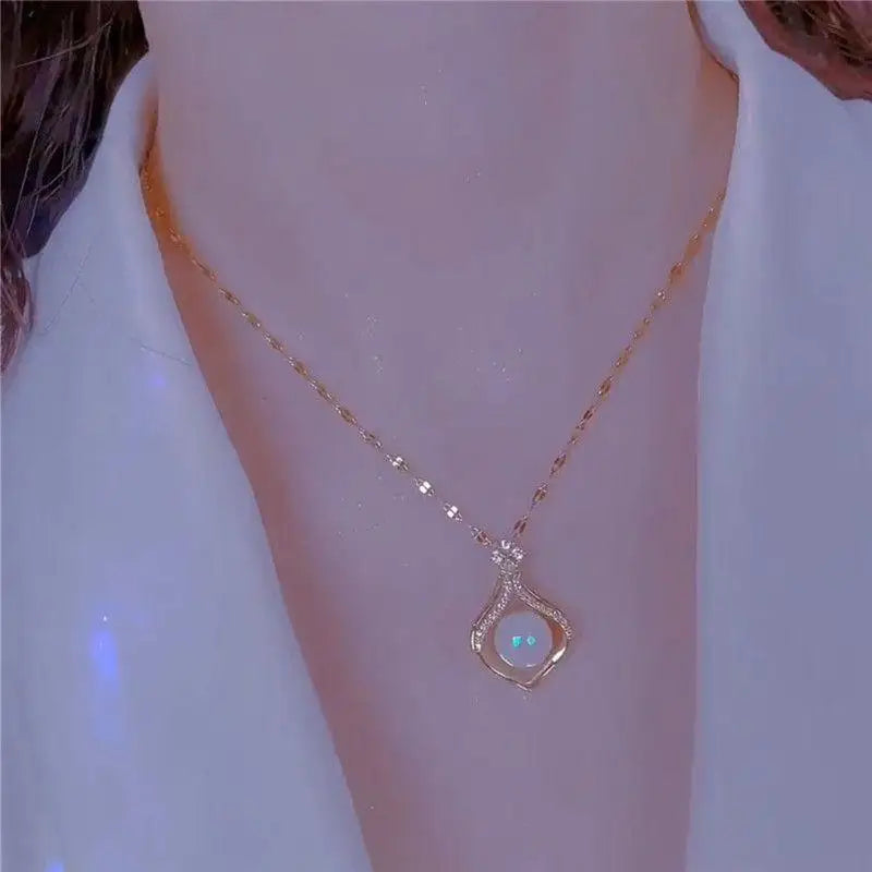 New Beads Women's Neck Chain Kpop Gold Pearl Choker Necklace