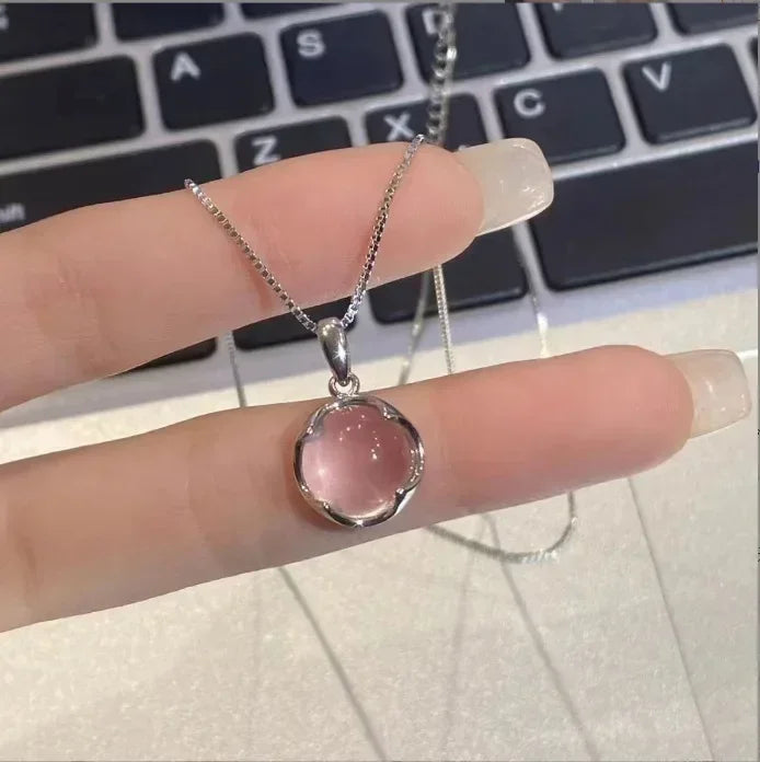 Sterling Silver Round Zircon Necklace Minimalist Style
