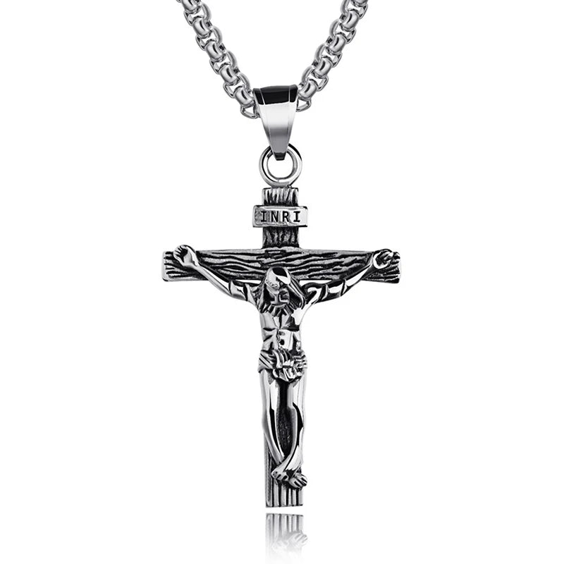 Religious Jesus Cross Stainless Steel Necklace For Men