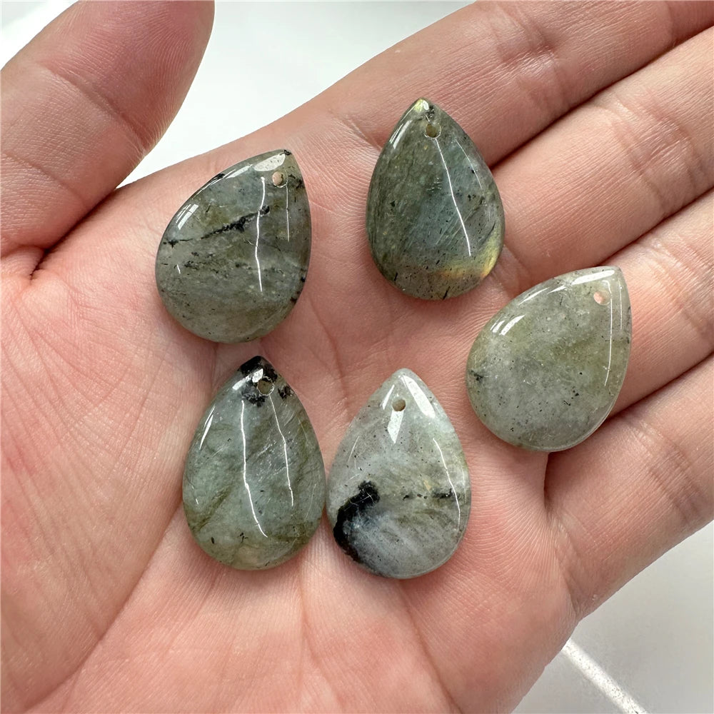5pcs Water Drop Shape Natural Stone Pendant Accessory