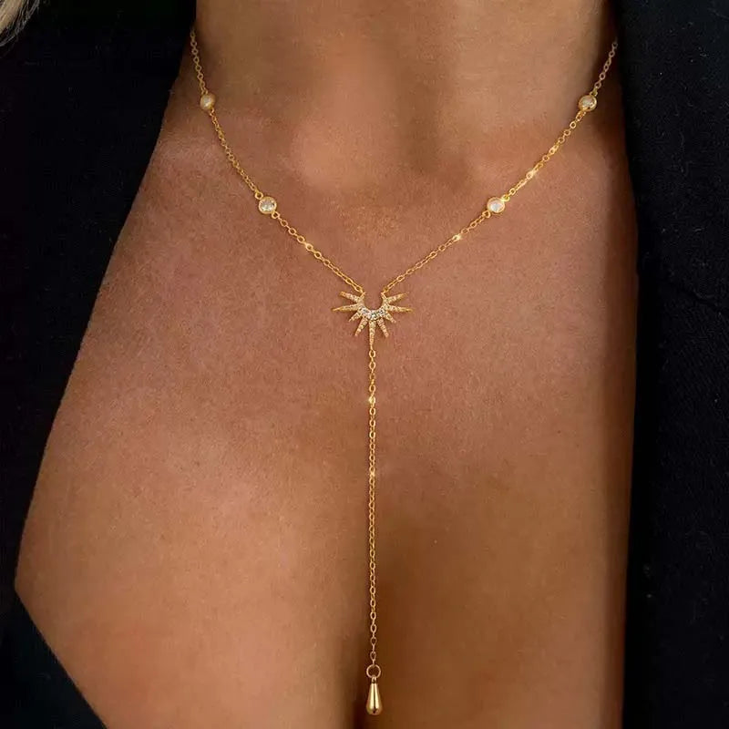 Gold Color Y-Shaped Pendant Necklaces For Women
