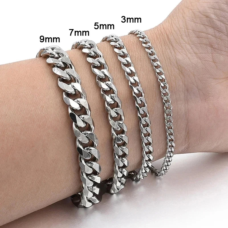 Cuban Chain Men Bracelet Classic Stainless Steel