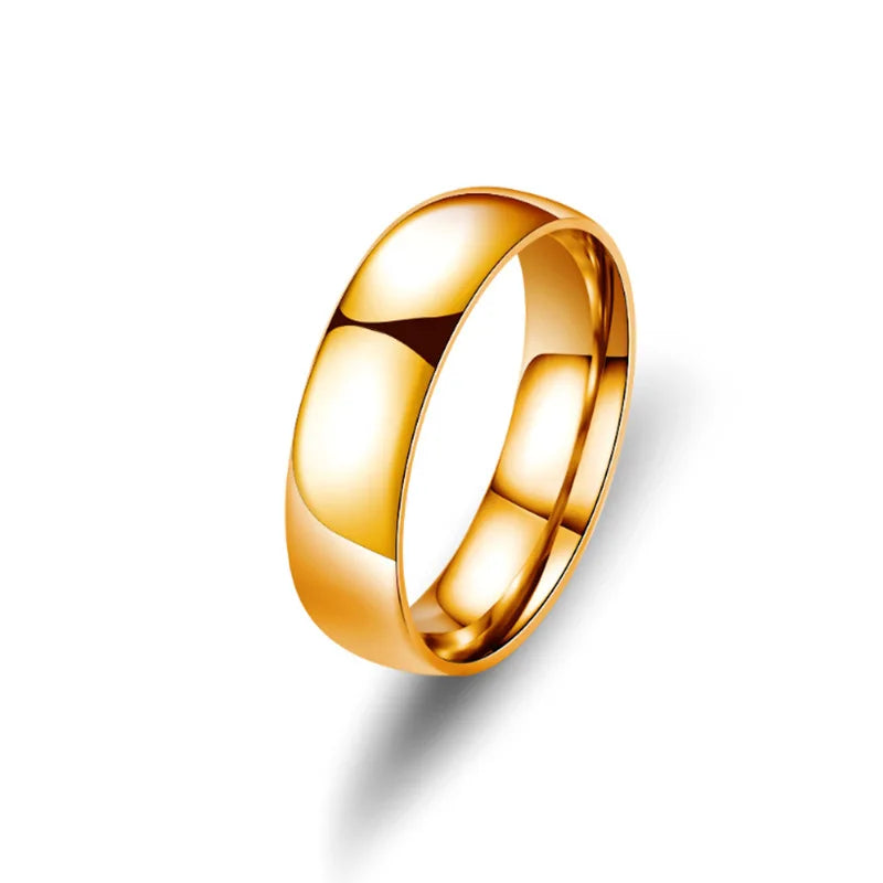 Simple 6mm Titanium Ring Women & Men Prevent Allergy High Polished Wedding Rings