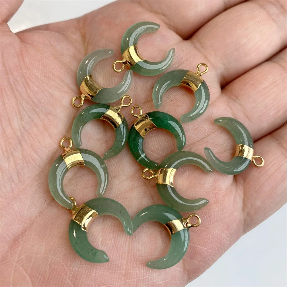 3PCS/lot Natuarl Moon Shape Gems Stone Pendants