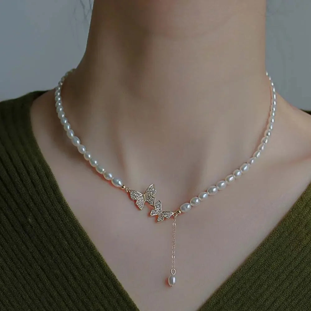 Baroque Pearl Gem Choker Necklaces for Women