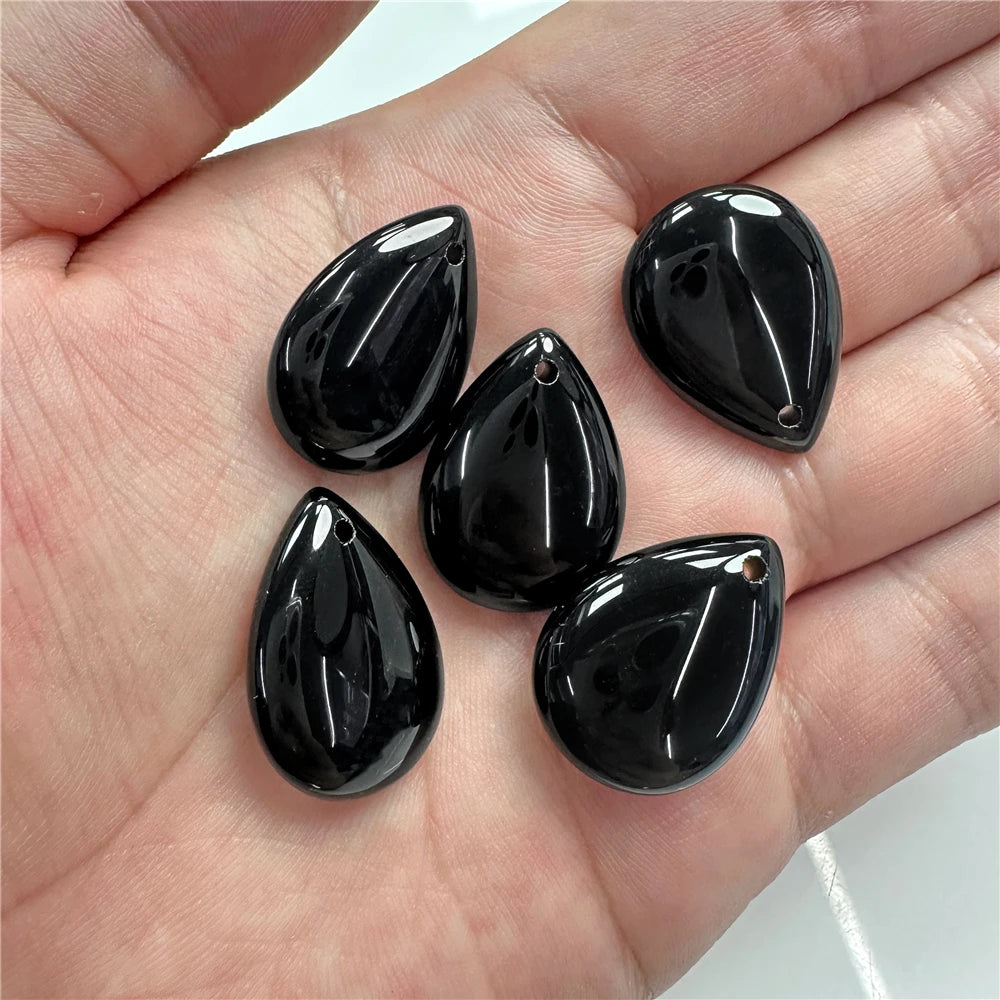 5pcs Water Drop Shape Natural Stone Pendant Accessory