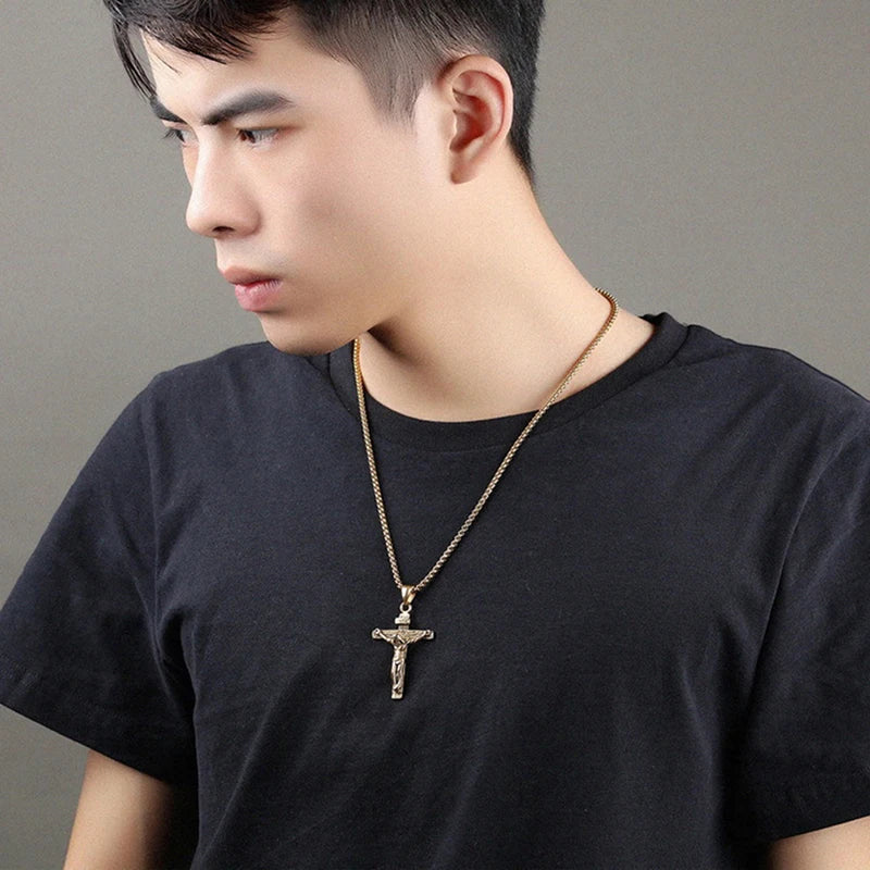 Religious Jesus Cross Stainless Steel Necklace For Men