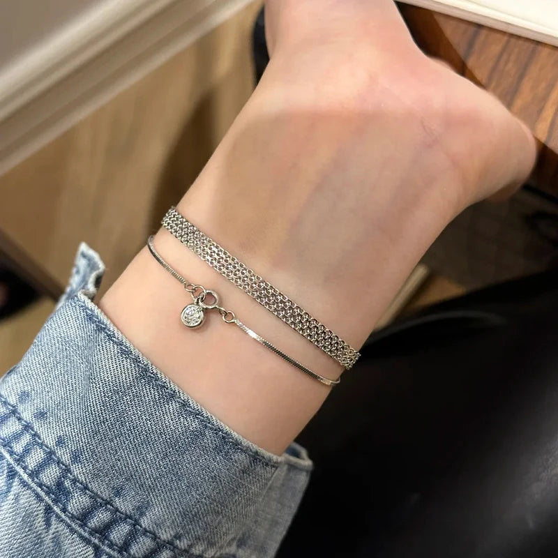 New Sterling Silver Bracelet Simple Style