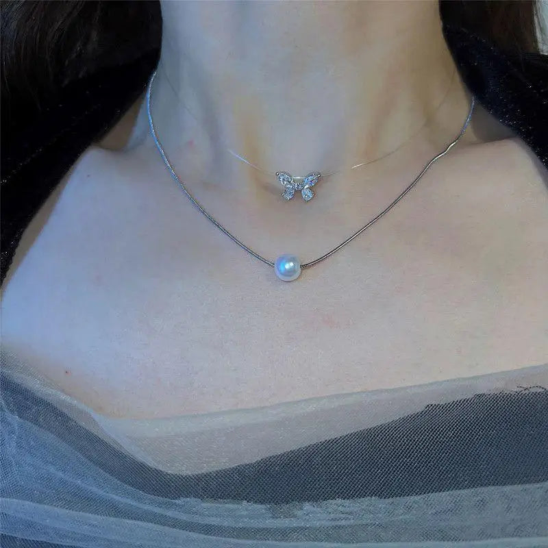 New Beads Women's Neck Chain Kpop Gold Pearl Choker Necklace