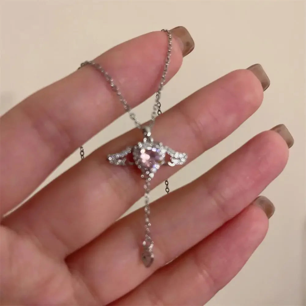 Sterling Silver Round Zircon Necklace Minimalist Style